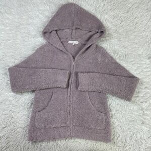 Barefoot Dreams Sweater Womens Small Purple Full Zip Hoodie Pockets Hooded S